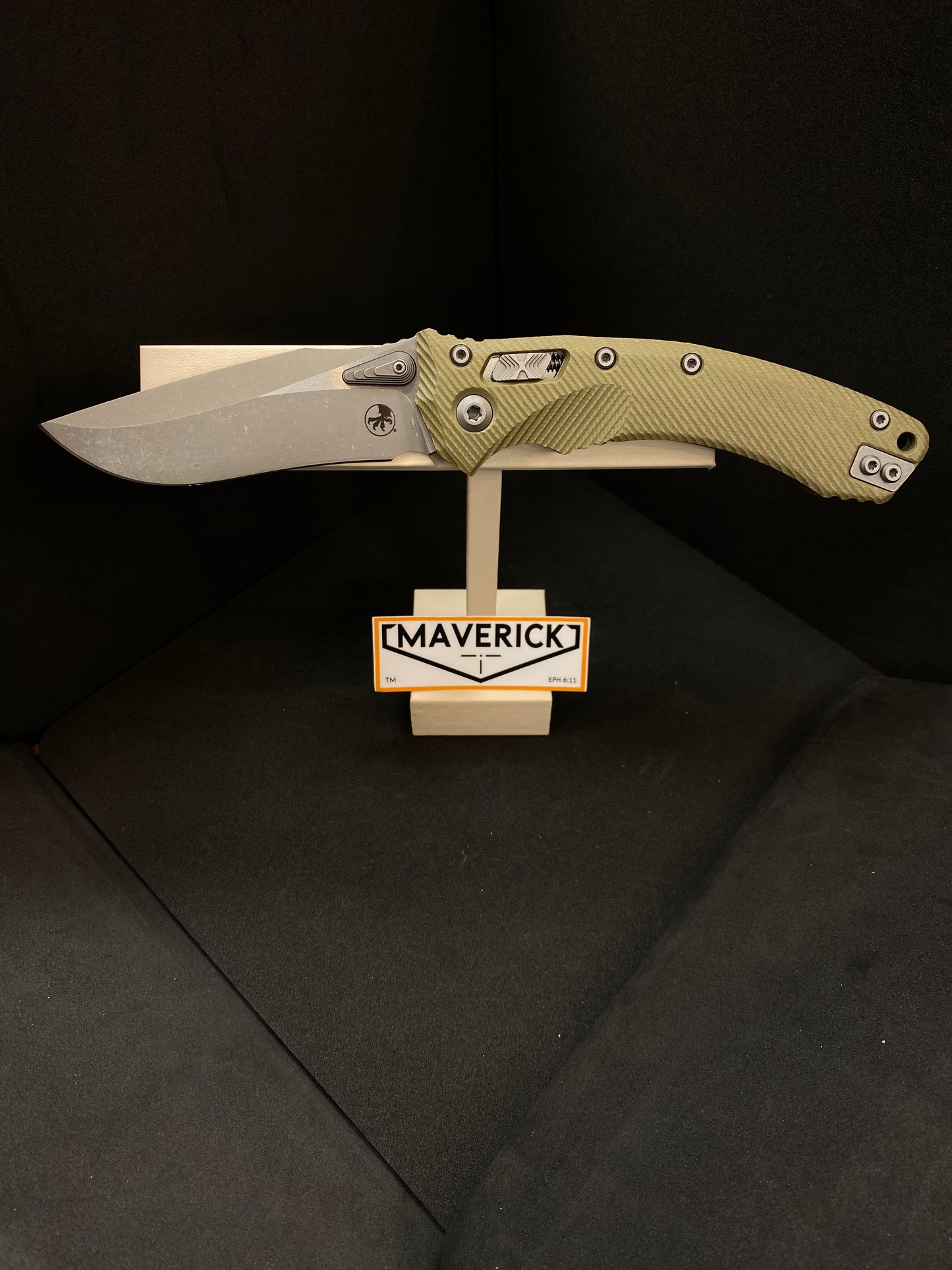 Microtech Amphibian - RAM-LOK S/E Apocalyptic Standard Blade Fluted G-10 OD Green Handle