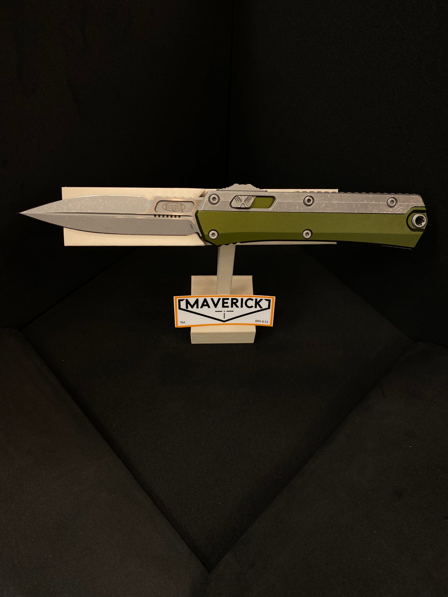 Microtech Glykon - Apocalyptic Standard Bayonet Blade OD Green Handle Nickel Boron Internals