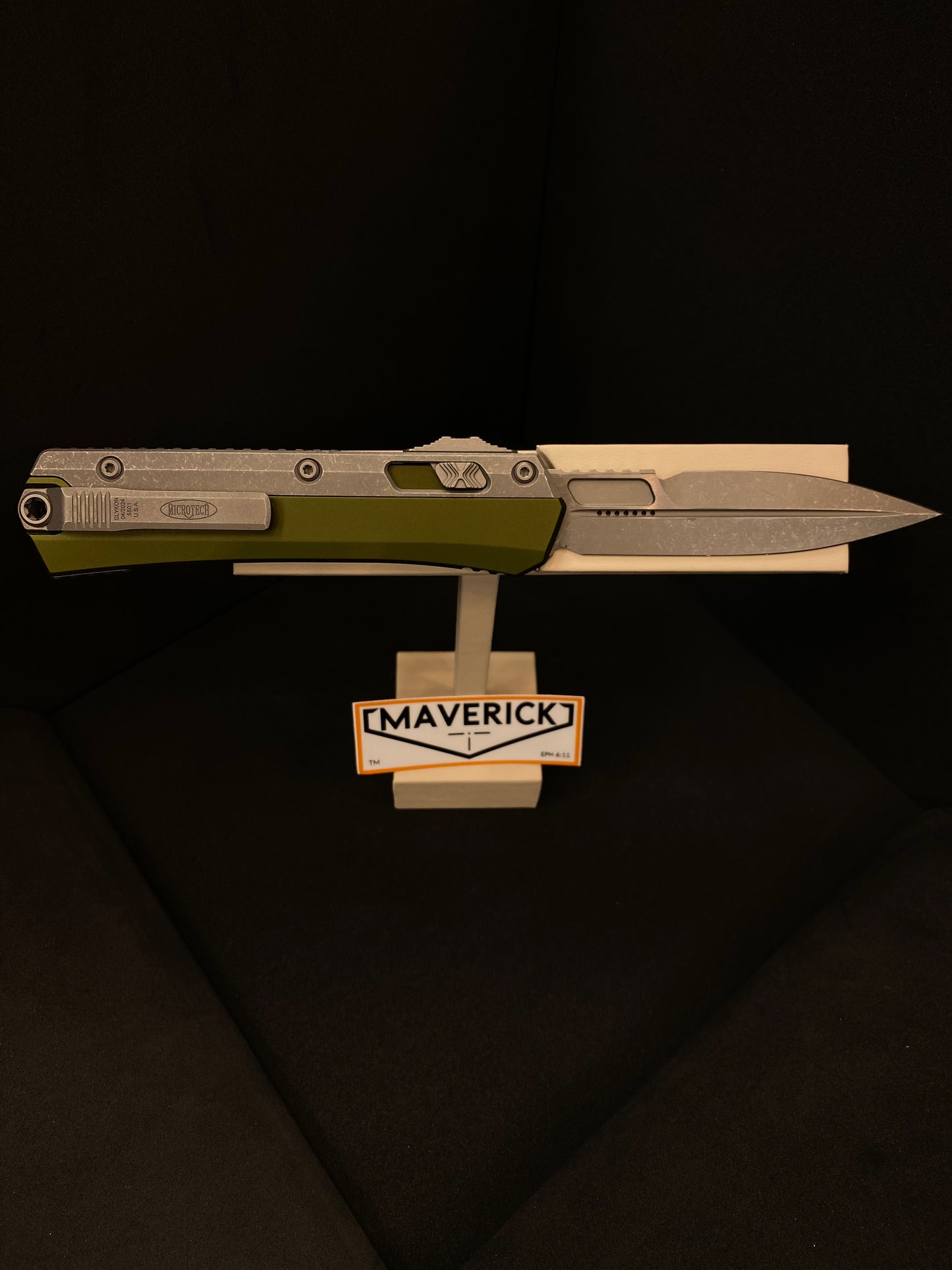 Microtech Glykon - Apocalyptic Standard Bayonet Blade OD Green Handle Nickel Boron Internals