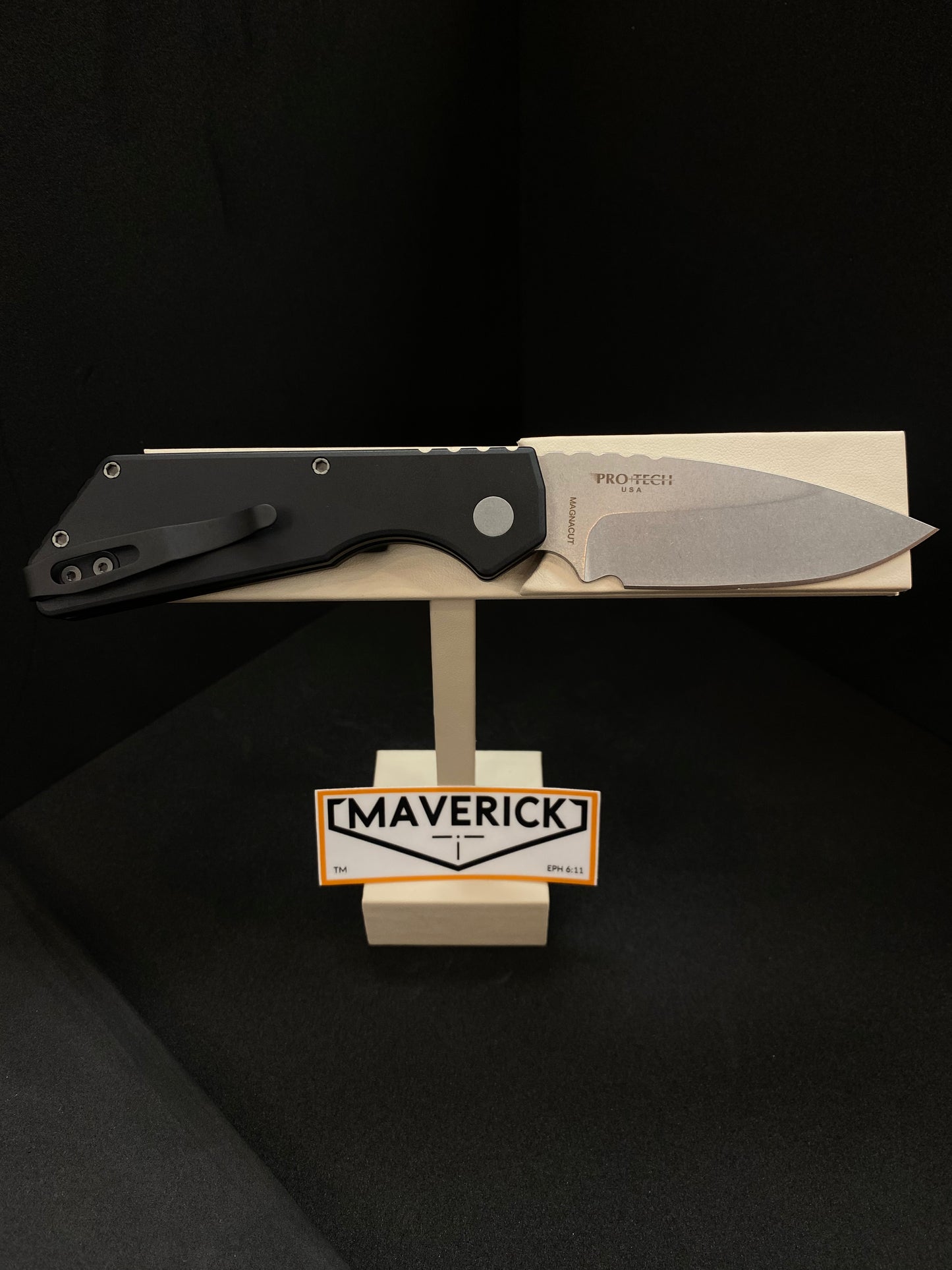 Pro-Tech Strider PT+ - Black Aluminum Handle, Stonewash Blade