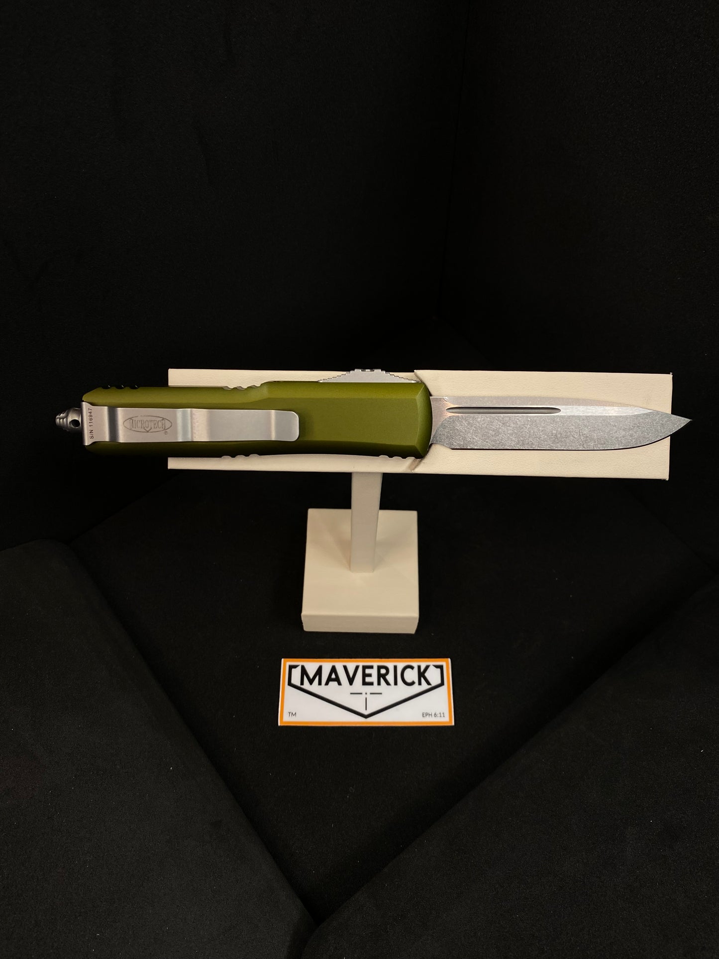 Microtech UTX-85 - S/E Stonewash Blade OD Green