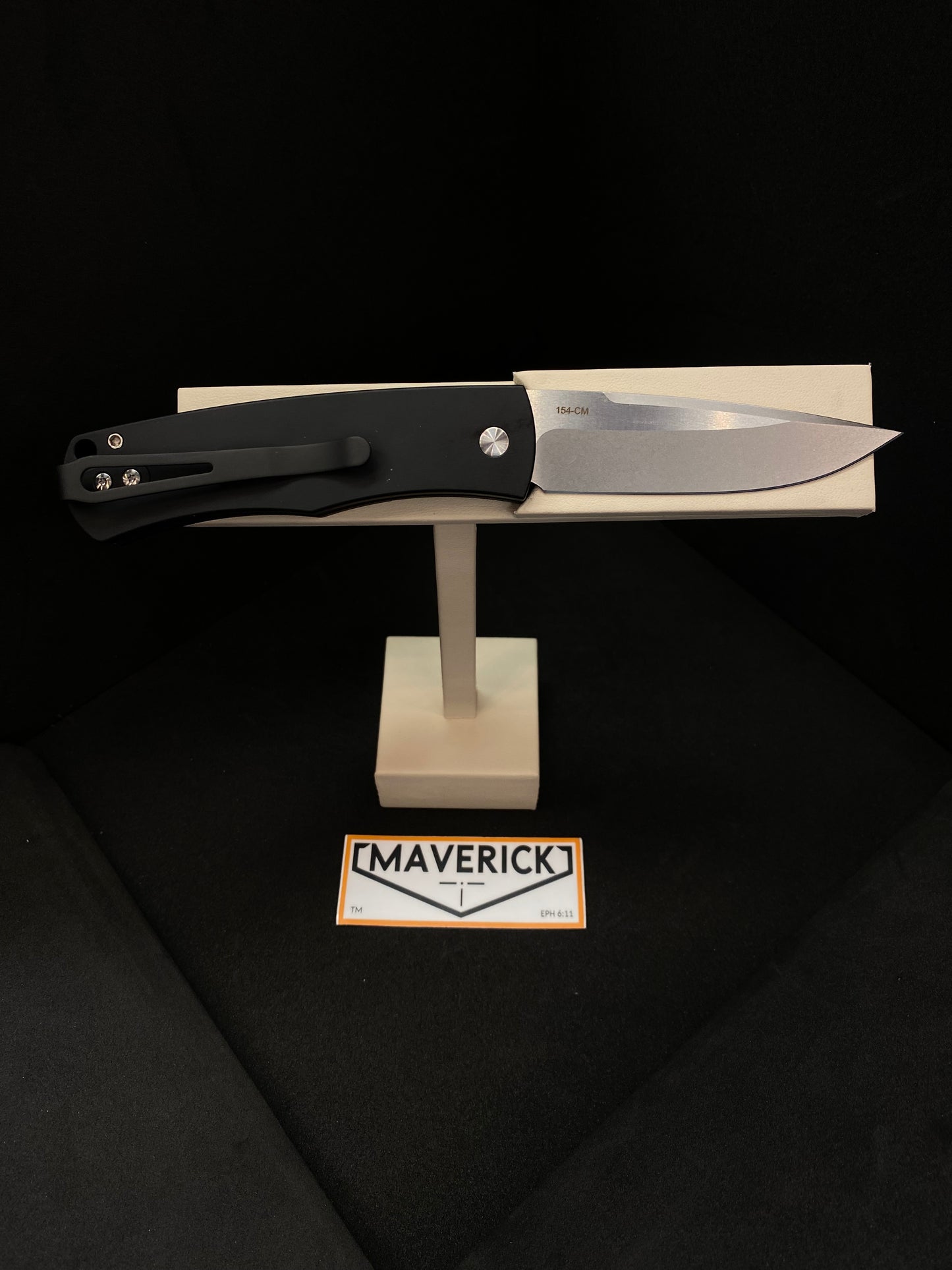 Pro-Tech BR-1 Magic - Black Handle, Stonewash Blade