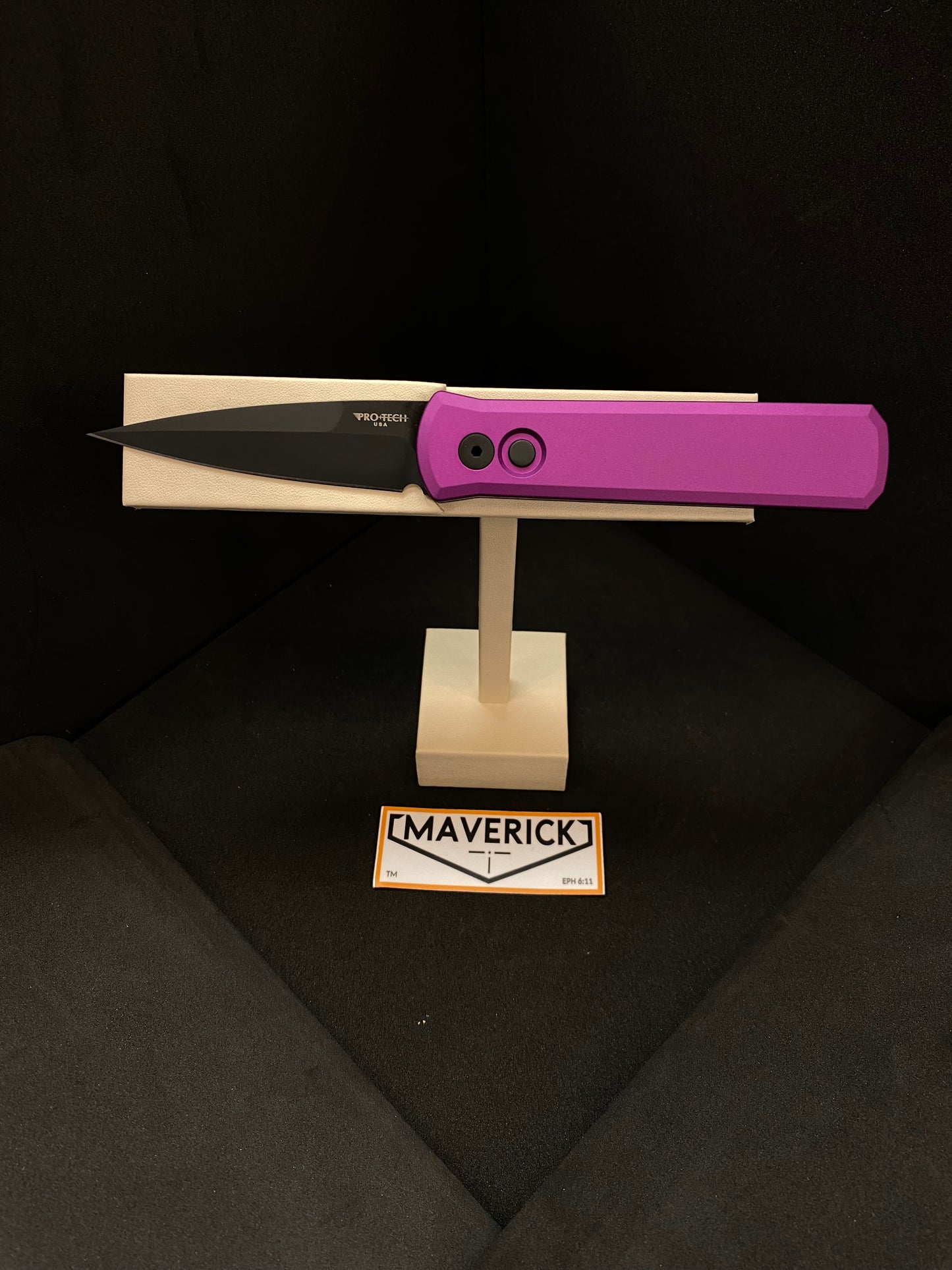 Pro-Tech Godson - Purple Handle, Black Blade