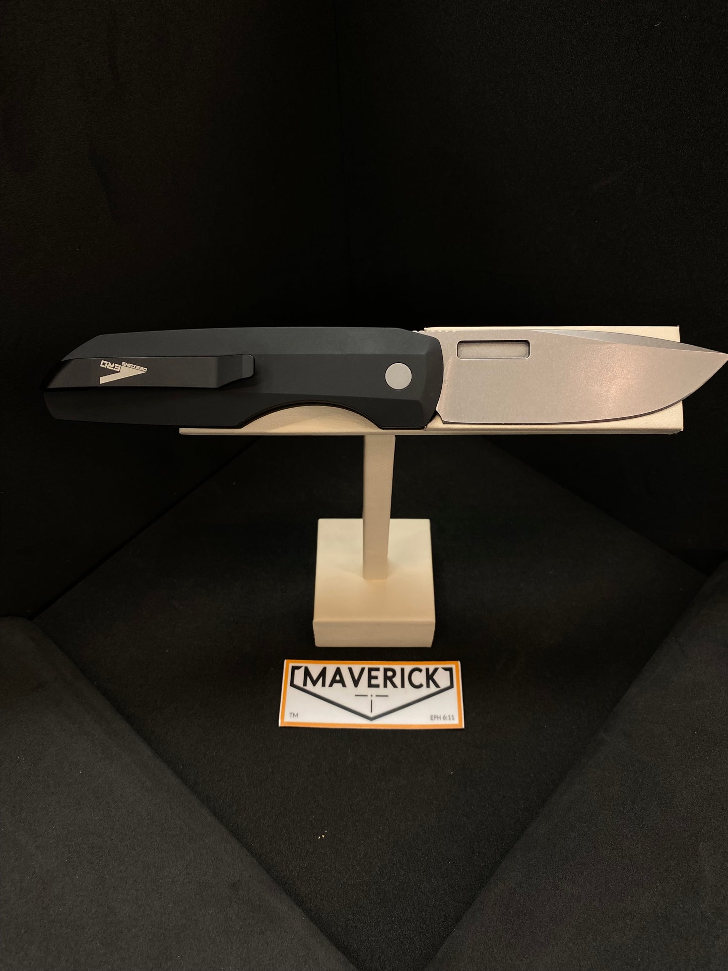 Pro-Tech + Vero Engineering Synapse - Micarta and Aluminum Handle, Stonewash Blade, Titanium Pocket Clip