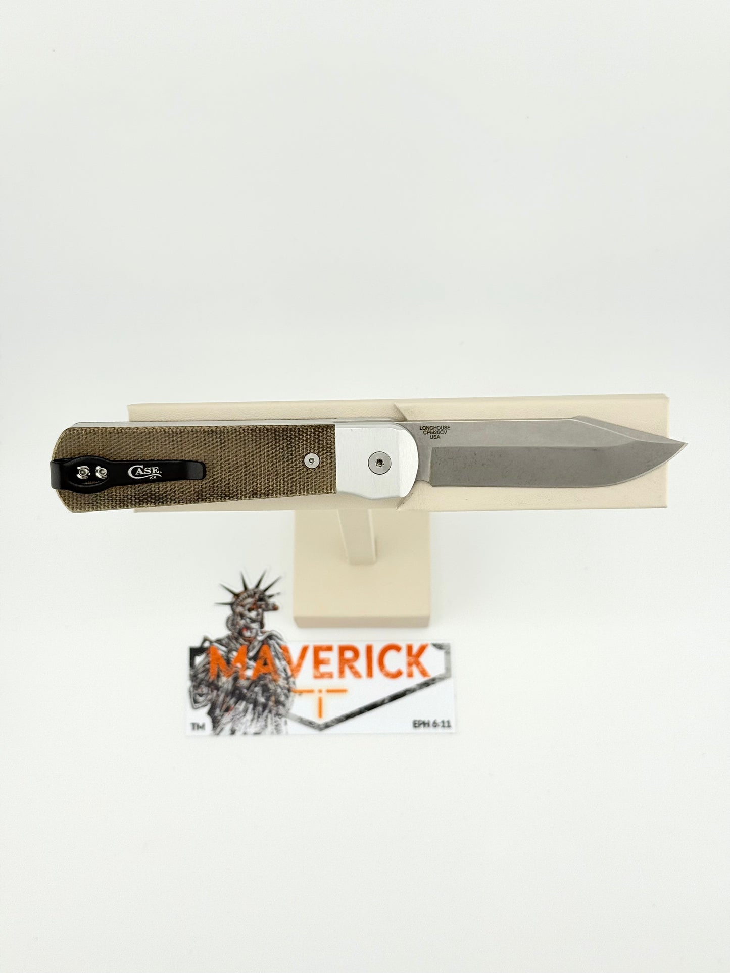 Case Longhouse - Revoindie Clear Anodized Aluminum OD Green Canvas Micarta CPM20-CV Steel