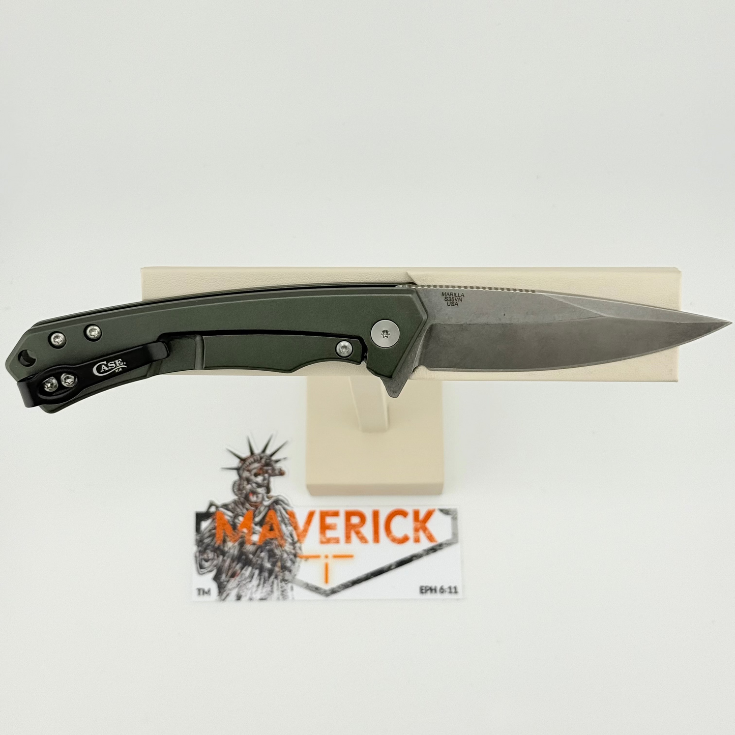 Case Marilla - OD Green Anodized Aluminum W/ Black G-10 Inlay S35VN Steel