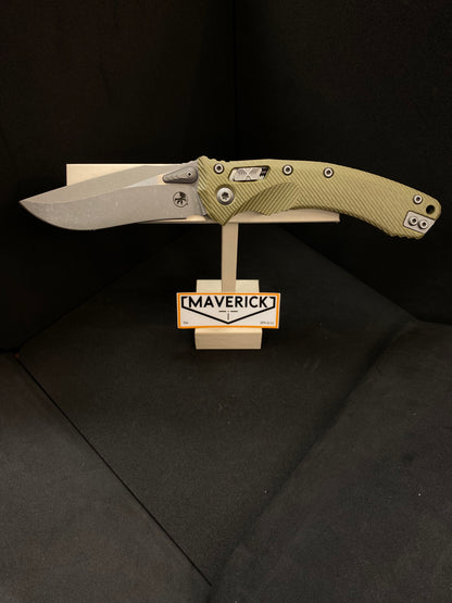 Microtech Amphibian  - RAM-LOK S/E Apocalyptic Standard Blade Fluted G-10 OD Green Handle
