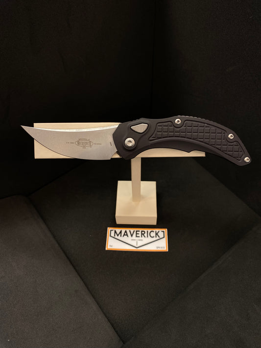 Microtech Brachial - Automatic S/E Stonewash Standard Blade Black Handle