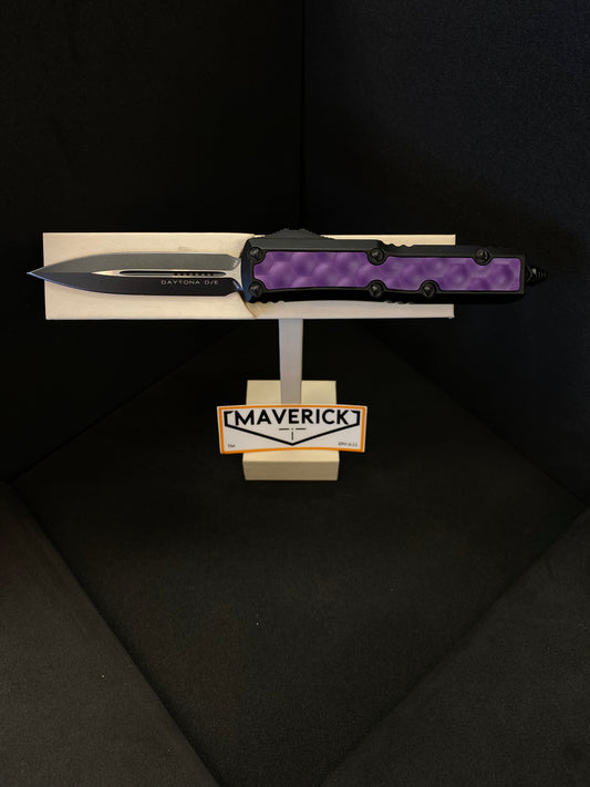 Microtech Daytona - D/E Signature Series Black Blade Purple Bubble Inlay Handle