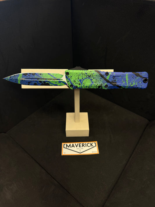 Microtech Combat Troodon - D/E Gen III Signature Series Green Mamba/PW Blue Black Splatter