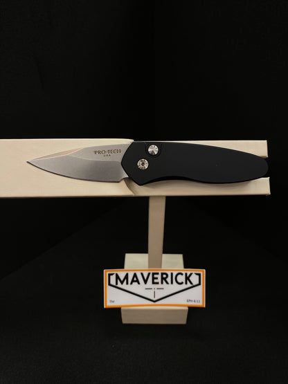 Pro-Tech Sprint - Black Aluminum Handle, Stonewash Blade