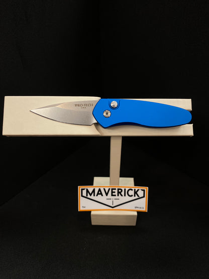 Pro-Tech Sprint- Blue Aluminum Handle, Stonewash Blade