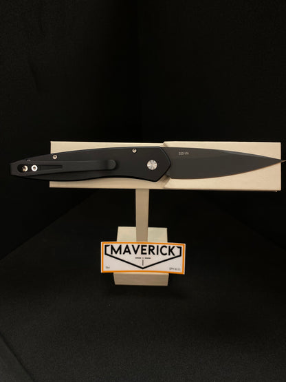 Pro-Tech Newport - Black Wave Aluminum Handle, Black Blade