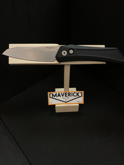 Pro-Tech Oligarch - Black Aluminum Handle, Stonewash Blade