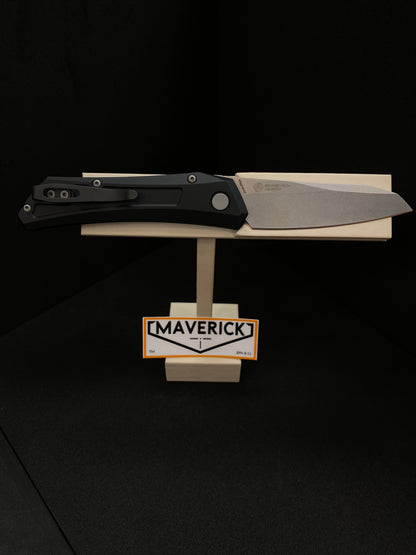 Pro-Tech Oligarch - Black Aluminum Handle, Stonewash Blade