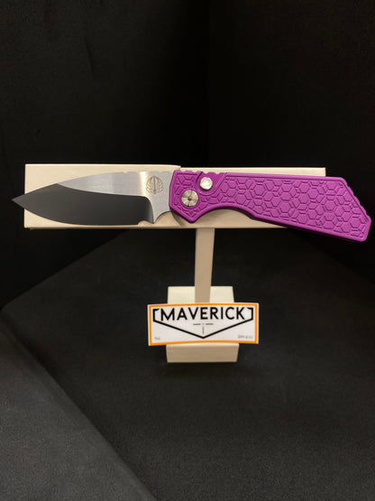 Pro-Tech Strider PT+ - 2024 Custom Purple Gridlock Handle, Two-Tone Blade