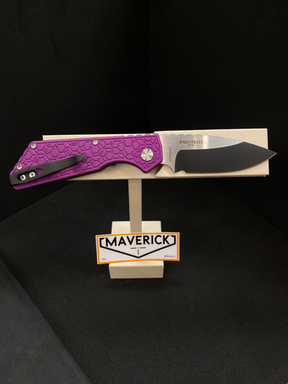 Pro-Tech Strider PT+ - 2024 Custom Purple Gridlock Handle, Two-Tone Blade