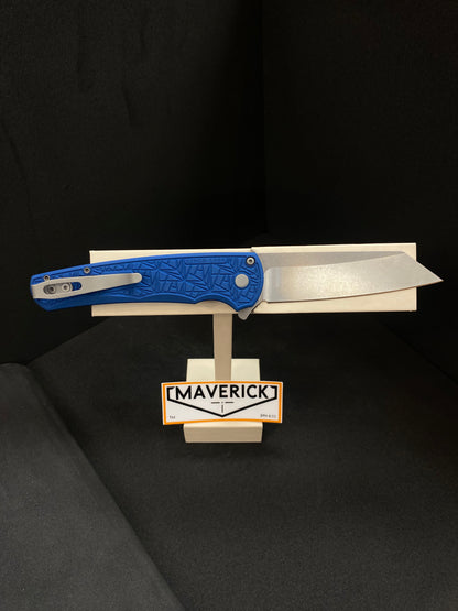 Pro-Tech Malibu - NEXUS Blue Aluminum Handle, Stonewash Blade