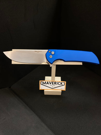 Pro-Tech Mordax - Blue Aluminum Handle, Stonewash Blade