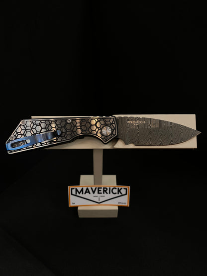 Pro-Tech Strider PT+ - 2024 Custom 001, Gridlock Handle, Damascus Blade