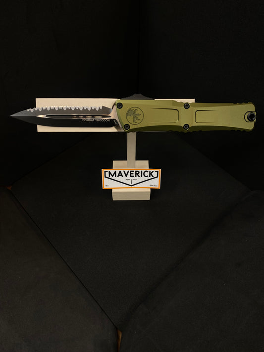 Microtech Combat Troodon - D/E Gen III Black Blade, OD Green F/S