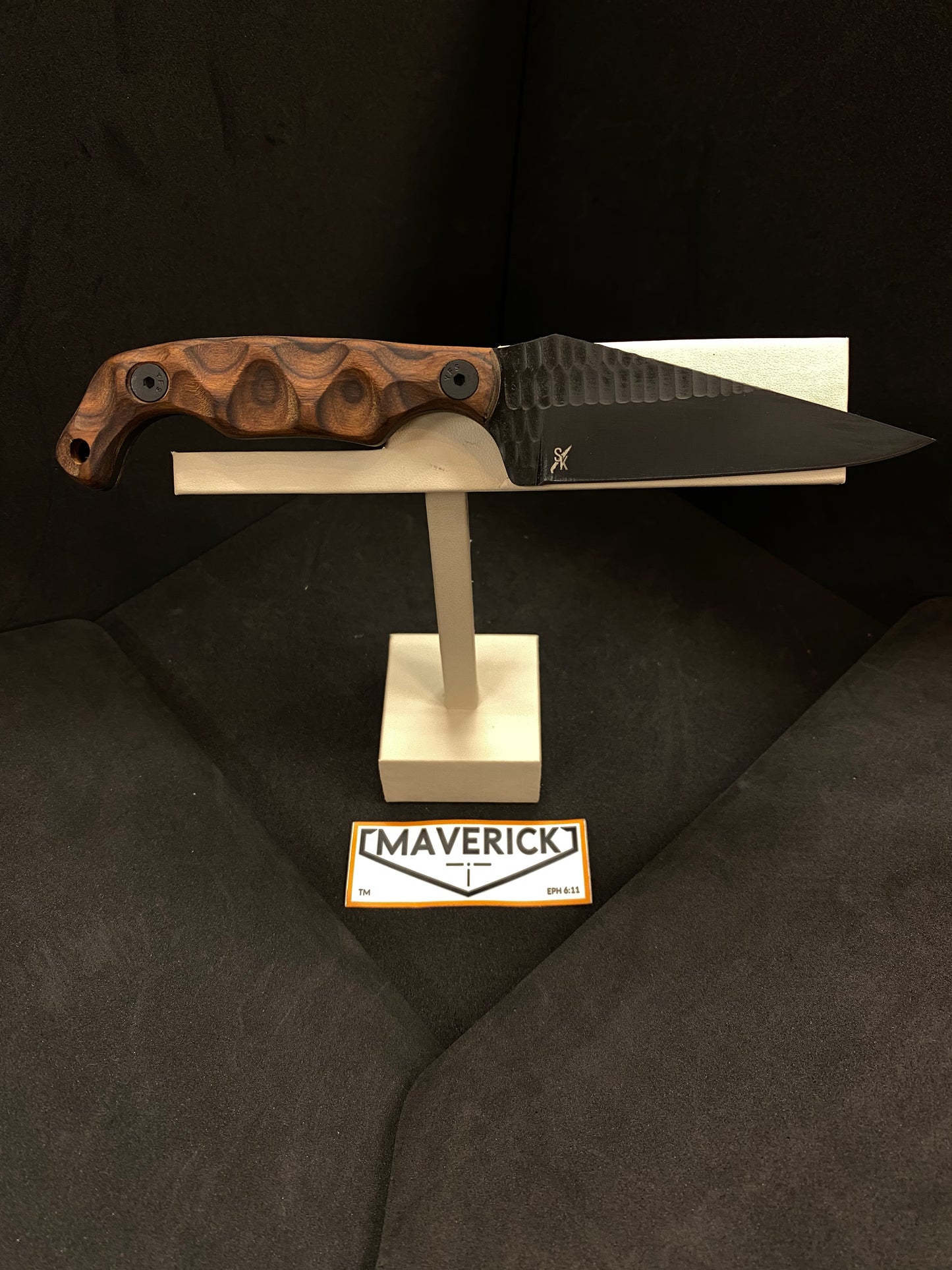 Stroup B5 - Wood Handle Black Cerakote Blade