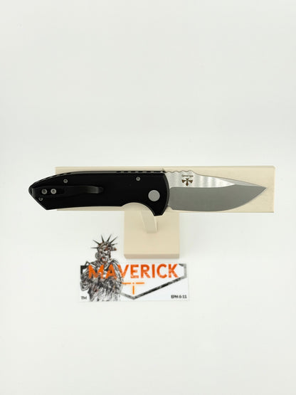Pro-Tech Short Blade Rockeye Auto - Black Handle Machined Texture, Stonewash Blade