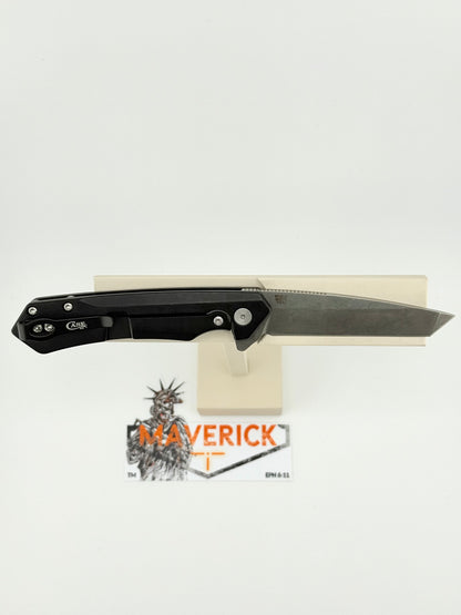 Case Kinzua - Black Anodized Aluminum Milled Tanto S35VN Steel
