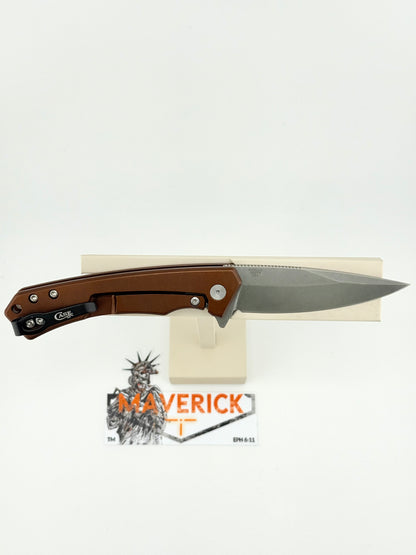 Case Marilla - Dark Brown Anodized Aluminum W/ Black G-10 Inlay S35VN Steel