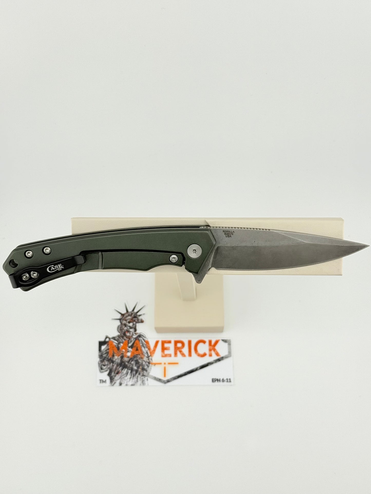 Case Marilla - OD Green Anodized Aluminum W/ Black G-10 Inlay S35VN Steel