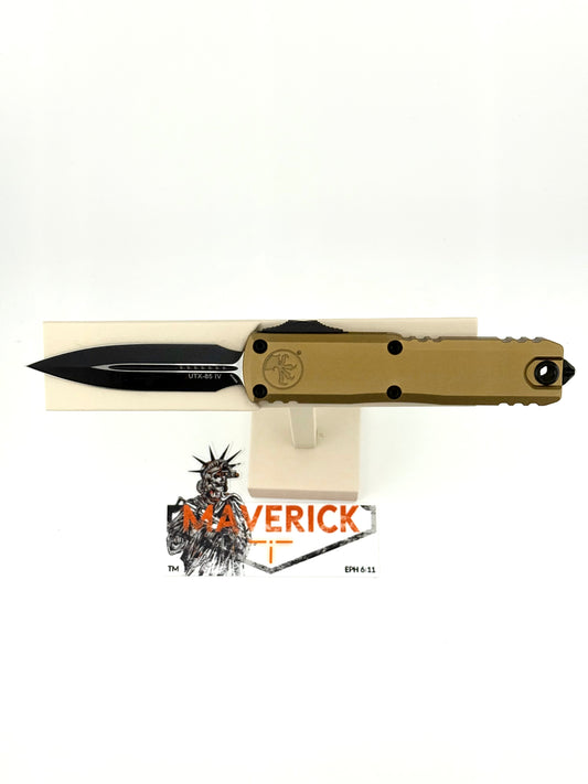 Microtech UTX-85 - D/E Gen IV Black Standard Blade Tan Handle