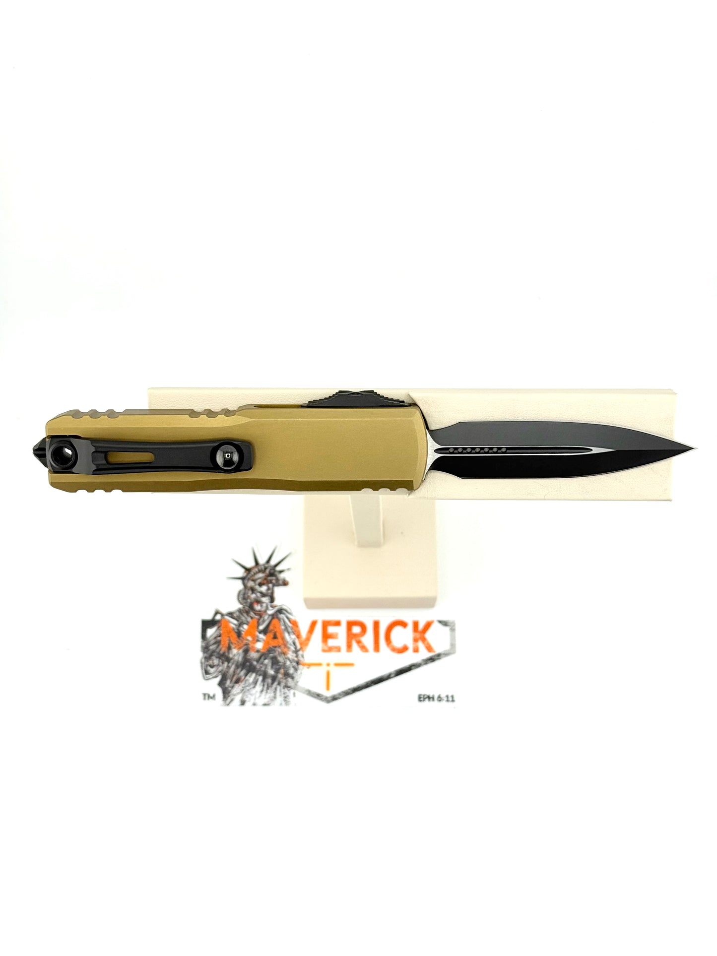 Microtech UTX-85 - D/E Gen IV Black Standard Blade Tan Handle