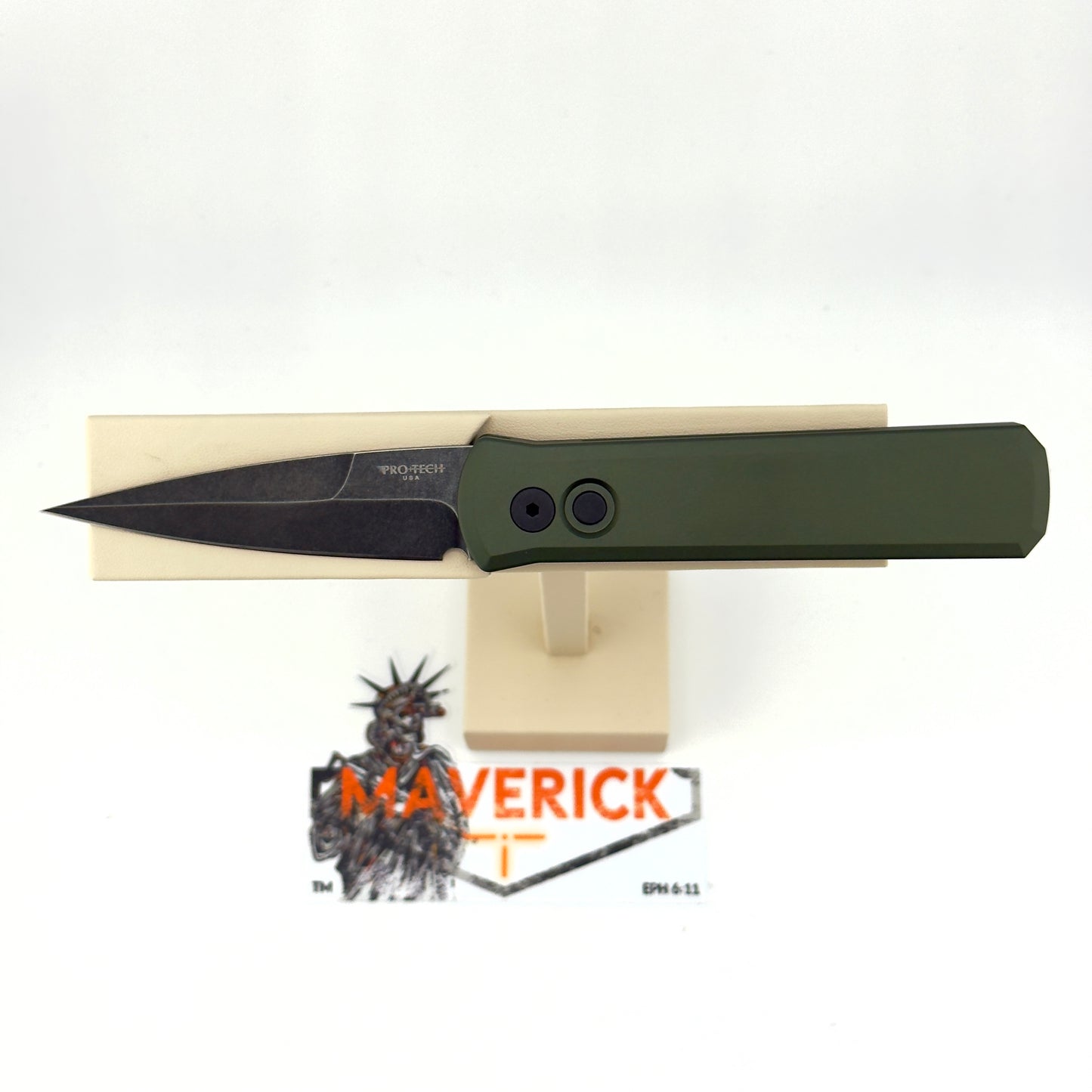 Pro-Tech Godson - Green Handle, DLC Washed Blade
