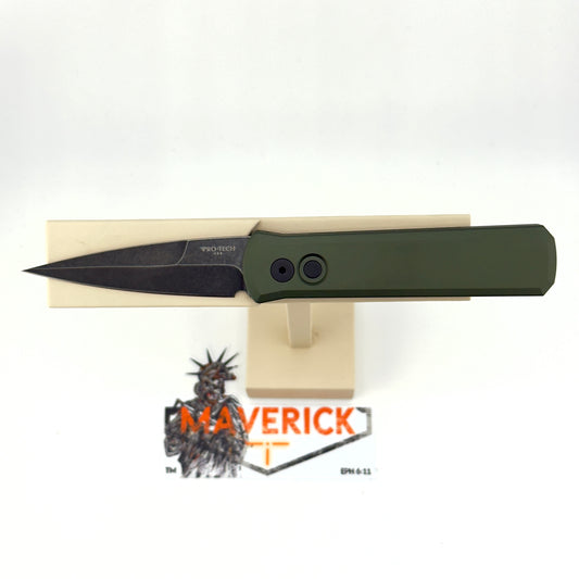 Pro-Tech Godson - Green Handle, DLC Washed Blade