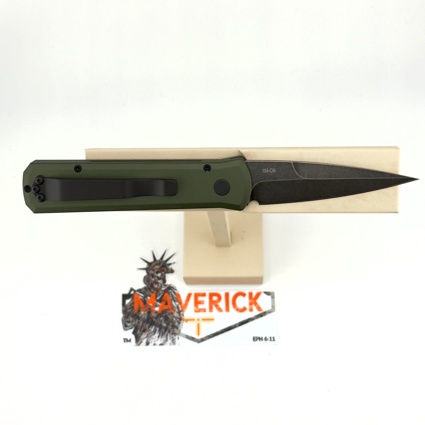 Pro-Tech Godson - Green Handle, DLC Washed Blade