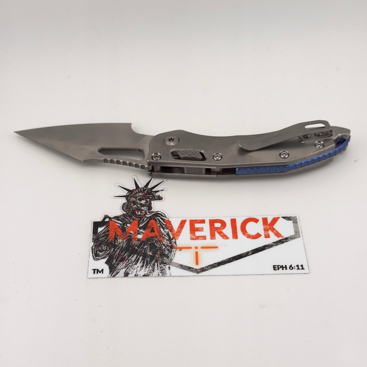 Microtech M-Stitch RAM-LOK Marfione Select Titanium W/ Blue Titanium Accent