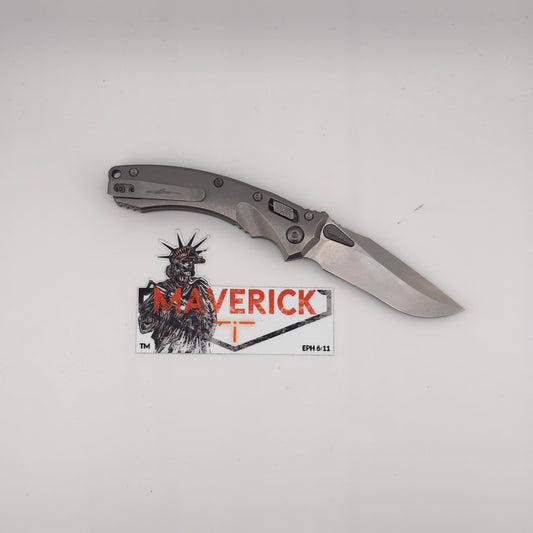 Microtech Amphibian Mini Marfione Select Titanium w/ Blue Titanium Accents