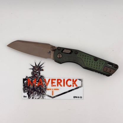 Microtech MSI Mini RAM-LOK Marfione Select Bronzed Stonewash Finish Antique Green Anodized Frag W/ Bronze Titanium Accent