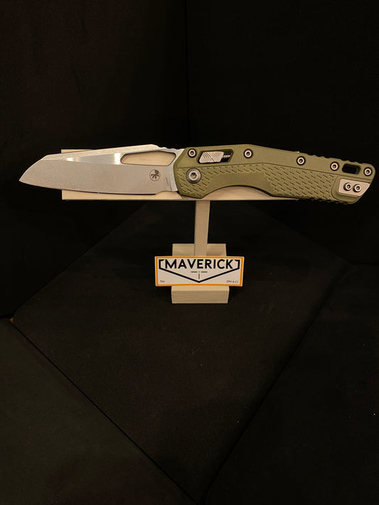 Microtech MSI  - S/E Tri-Grip Stonewash Standard Blade Polymer OD Green Handle