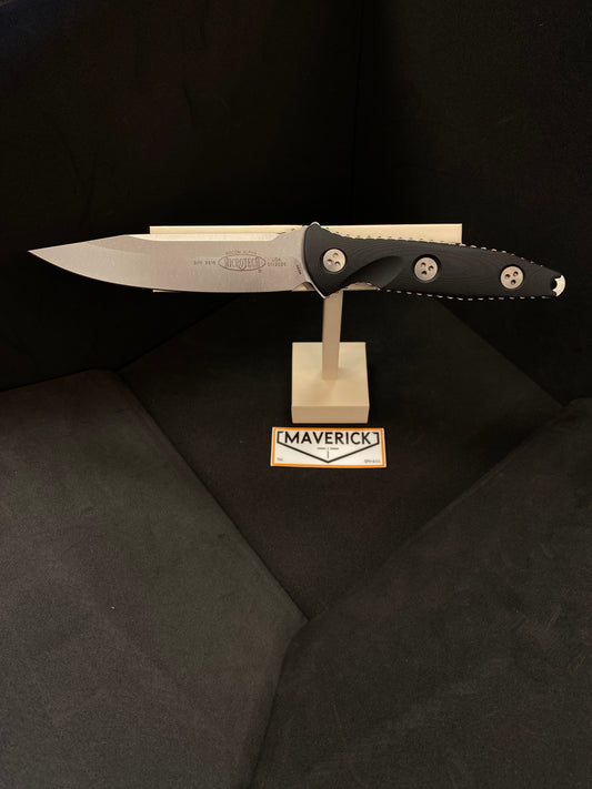 Microtech Socom Alpha  - S/E Stonewash Standard Blade Black Handle