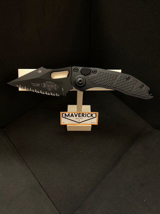 Microtech Stitch  - Automatic S/E Full Serrated Black Blade Tactical Black Handle