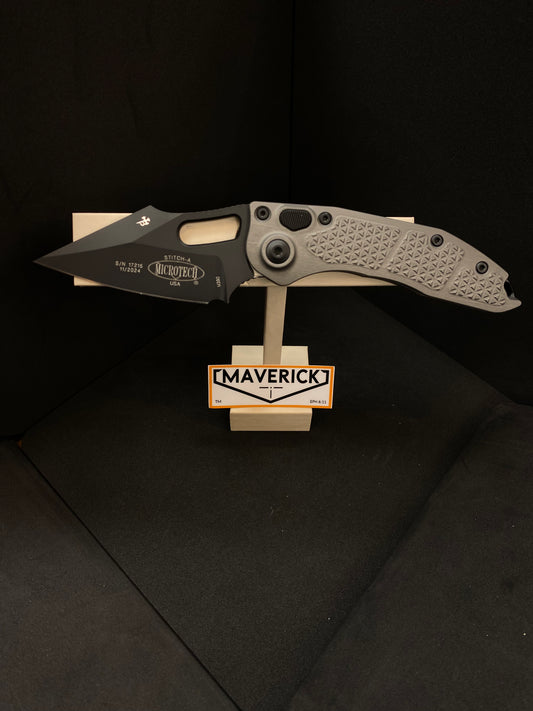 Microtech Stitch  - Automatic S/E Standard Black Blade Natural Clear Handle